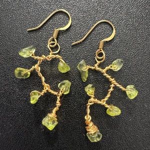 Handmade Wire Drop Earrings with Peridot